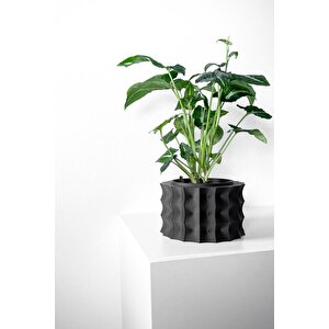 3d Tasarım Dalgalı Kare Formlu Siyah Plastik Saksı – Modern Ve Özgün