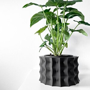 3d Tasarım Dalgalı Kare Formlu Siyah Plastik Saksı – Modern Ve Özgün
