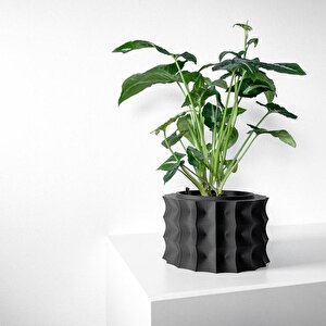 3d Tasarım Dalgalı Kare Formlu Siyah Plastik Saksı – Modern Ve Özgün