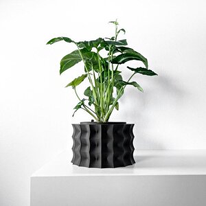 3d Tasarım Dalgalı Kare Formlu Siyah Plastik Saksı – Modern Ve Özgün