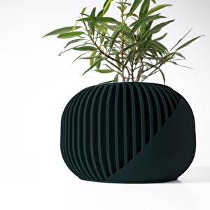 3d Tasarım Yuvarlak Çizgili Siyah Plastik Saksı – Modern Ve Şık