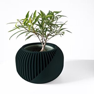 3d Tasarım Yuvarlak Çizgili Siyah Plastik Saksı – Modern Ve Şık