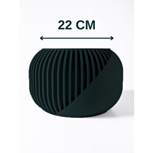 3d Tasarım Yuvarlak Çizgili Siyah Plastik Saksı – Modern Ve Şık