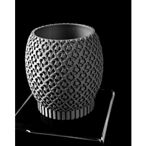3d Tasarım Organik Dokulu Yuvarlak Siyah Plastik Saksı – Sanatsal Ve Modern