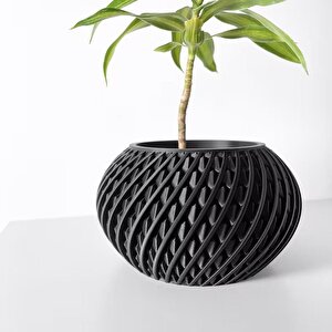 3d Tasarım Spiral Kafes Desenli Siyah Plastik Saksı – Modern Ve Estetik