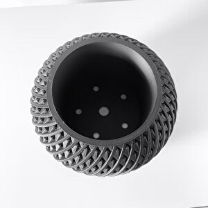 3d Tasarım Spiral Kafes Desenli Siyah Plastik Saksı – Modern Ve Estetik