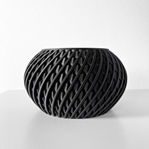 3d Tasarım Spiral Kafes Desenli Siyah Plastik Saksı – Modern Ve Estetik
