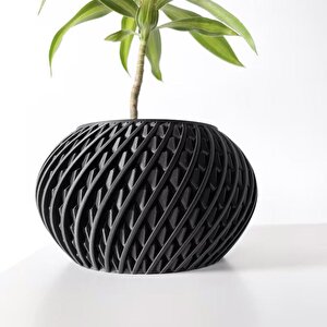 3d Tasarım Spiral Kafes Desenli Siyah Plastik Saksı – Modern Ve Estetik