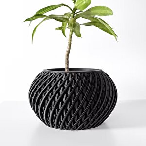 3d Tasarım Spiral Kafes Desenli Siyah Plastik Saksı – Modern Ve Estetik