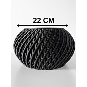 3d Tasarım Spiral Kafes Desenli Siyah Plastik Saksı – Modern Ve Estetik