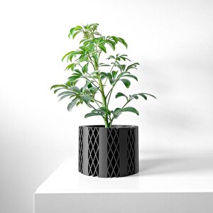 3d Tasarım Elmas Desenli Siyah Plastik Saksı – Modern Ve Minimal