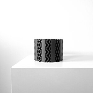 3d Tasarım Elmas Desenli Siyah Plastik Saksı – Modern Ve Minimal