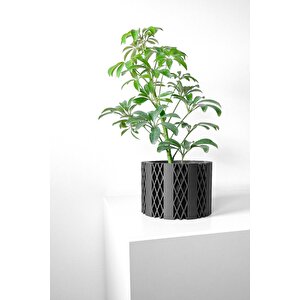 3d Tasarım Elmas Desenli Siyah Plastik Saksı – Modern Ve Minimal