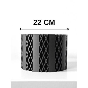 3d Tasarım Elmas Desenli Siyah Plastik Saksı – Modern Ve Minimal