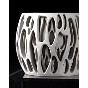 3d Tasarım Organik Kesim Desenli Beyaz Plastik Saksı – Modern Ve Dekoratif