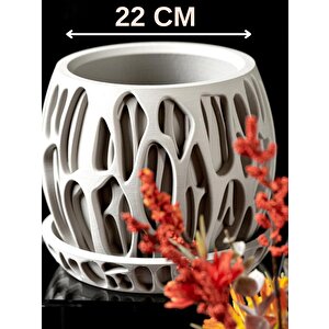 3d Tasarım Organik Kesim Desenli Beyaz Plastik Saksı – Modern Ve Dekoratif