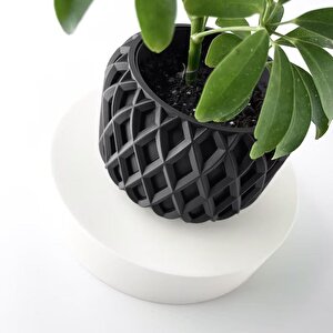 3d Tasarım Elmas Kafes Desenli Siyah Plastik Saksı – Modern Ve Gösterişli
