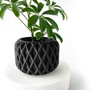 3d Tasarım Elmas Kafes Desenli Siyah Plastik Saksı – Modern Ve Gösterişli