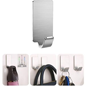 Güçlü Yapışkanlı Metal Banyo Mutfak Eşya Havlu Vb Ürün Askılığı Al4468- 1 Adet Gümüş