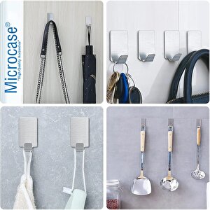 Microcase Güçlü Yapışkanlı Metal Banyo Mutfak Eşya Havlu Vb Ürün Askılığı Al4468- 1 Adet Gümüş