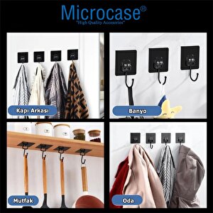 Microcase Güçlü Plastik Yapışkanlı Banyo Mutfak Eşya Havlu Vb Ürün Askılığı Siyah -al4466 2 Adet