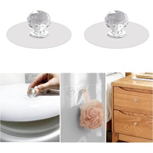 Kendinden Yapışkanlı Kristal Topuzlu Çekmece Raf Dolap Pencere Vb Için Tutacak Kulp- Al4760 2 Adet