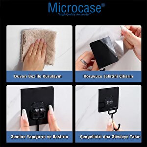 Microcase Güçlü Plastik Yapışkanlı Banyo Mutfak Eşya Havlu Vb Ürün Aslılığı Siyah -al4466 5 Adet