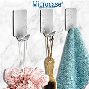 Microcase Güçlü Yapışkanlı Metal Banyo Mutfak Eşya Havlu Vb Ürün Askılığı Al4468- 2 Adet Gümüş
