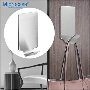 Microcase Güçlü Yapışkanlı Metal Banyo Mutfak Eşya Havlu Vb Ürün Askılığı Al4468- 2 Adet Gümüş