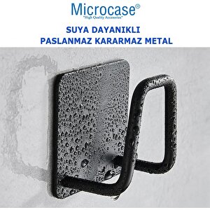 Microcase Güçlü Yapışkanlı Metal Banyo Mutfak Eşya Havlu Vb Ürün Askılığı Al4467 - 1  Adet Siyah