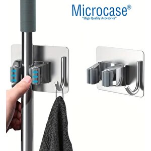 Microcase 2in1  Yapışkanlı Duvara Monte Mop Ve Havlu Eşya Tutucu Askılık-al4800