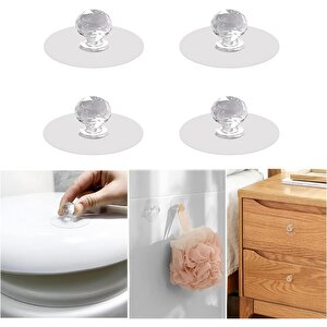 Kendinden Yapışkanlı Kristal Topuzlu Çekmece Raf Dolap Pencere Vb Için Tutacak Kulp- Al4760 4 Adet