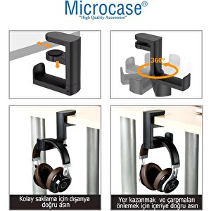 Microcase Masaya Monte  Ayarlanabilir   360 Derece Döner  Oyuncu Kulaklık  Eşya Vb. Tutucu Stand -al4804