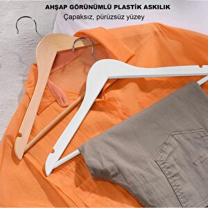 Microcase Ahşap Görünümlü Plastik Elbise Askısı A Kalite 5 Adet  Al4492