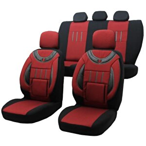 Geely Familia  Uyumlu Jakarlı Oto Koltuk Kılıfı Kırmızı-Siyah