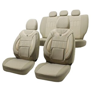 Skoda Karoq Uyumlu Jakarlı Oto Koltuk Kılıfı Bej