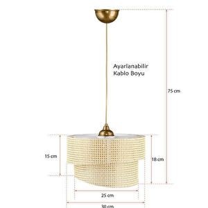 Rakkas Hasır Avize Asimetrik Sarkıt Ve Hasır Başlık Gold Metal Ayaklı Abajur Seti Hasır