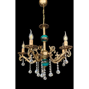 Beş Kollu Kri̇stal Top Taşli Eski̇tme Kaplamali Mavi̇ Si̇yah Çi̇ni̇li̇ Metal Avi̇ze