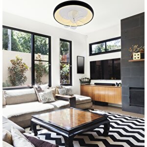 Hareketli Fan Led Avize Plafonyer, Üç Işıklı Ve Kumandalı 50 Cm Çap, Ev, Oda, Ofis, Dekoratif Aydınlatma