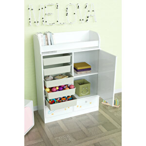 Bay Zürafa Design "melova" 5 Sepetli 2 Çekmeceli Çok Amaçlı Oyuncak Dolabı