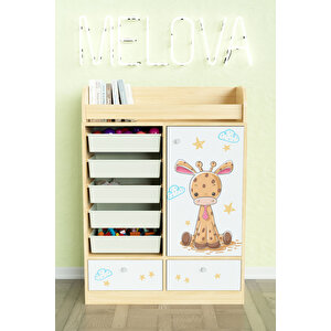 Bay Zürafa Design "melova" 5 Sepetli 2 Çekmeceli Çok Amaçlı Oyuncak Dolabı