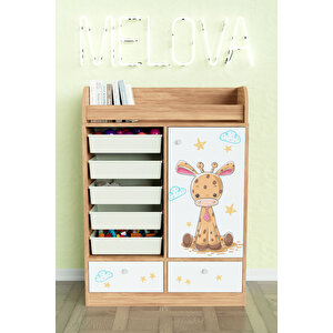 Bay Zürafa Design "melova" 5 Sepetli 2 Çekmeceli Çok Amaçlı Oyuncak Dolabı