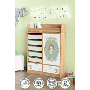 Adorable Design "melova" 5 Sepetli 2 Çekmeceli Çok Amaçlı Oyuncak Dolabı Ahşap