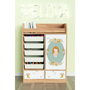 Adorable Design "melova" 5 Sepetli 2 Çekmeceli Çok Amaçlı Oyuncak Dolabı Ahşap