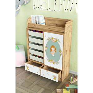 Adorable Design "melova" 5 Sepetli 2 Çekmeceli Çok Amaçlı Oyuncak Dolabı