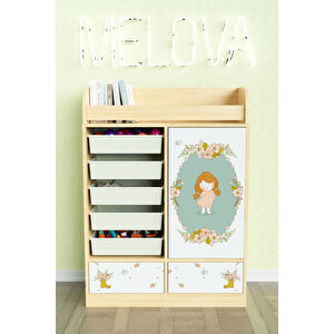 Adorable Design "melova" 5 Sepetli 2 Çekmeceli Çok Amaçlı Oyuncak Dolabı Akçaağaç