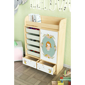 Adorable Design "melova" 5 Sepetli 2 Çekmeceli Çok Amaçlı Oyuncak Dolabı
