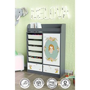 Adorable Design "melova" 5 Sepetli 2 Çekmeceli Çok Amaçlı Oyuncak Dolabı