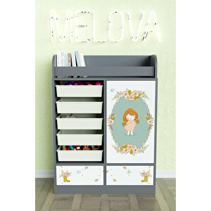 Adorable Design "melova" 5 Sepetli 2 Çekmeceli Çok Amaçlı Oyuncak Dolabı