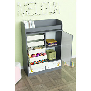 Adorable Design "melova" 5 Sepetli 2 Çekmeceli Çok Amaçlı Oyuncak Dolabı